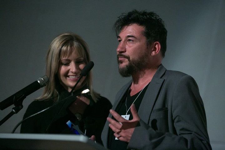 Founders, Miles Marziani and Tammy Meyers, accepting the award for Most Innovative Entertainment Company.