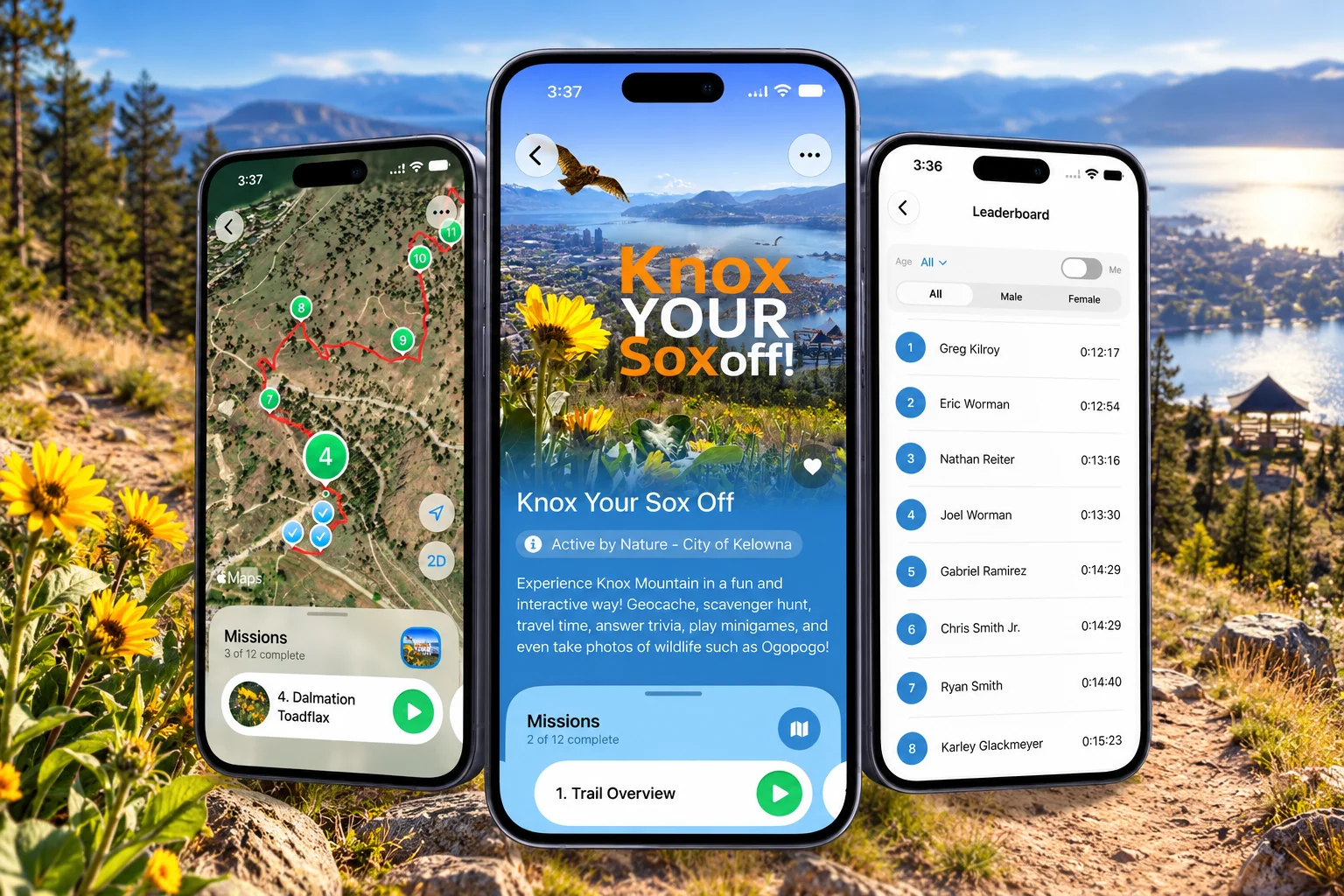 QuestUpon interactive outdoor adventures featuring hiking trails, navigation, and timed challenges
